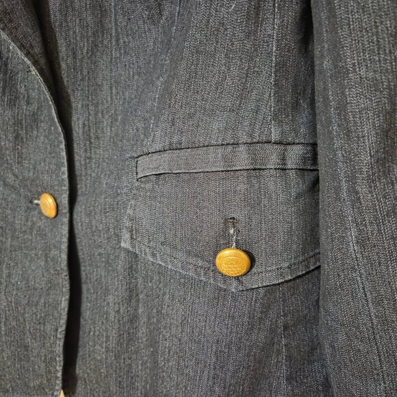 Focus 2000 Navy Demin Blazer Jacket with Gold Anchor Patch & Buttons Size 10 - Picture 9 of 12